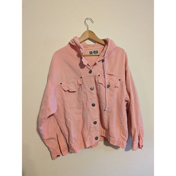 Sof-wear pink button up trench jacket size M - Picture 6 of 6